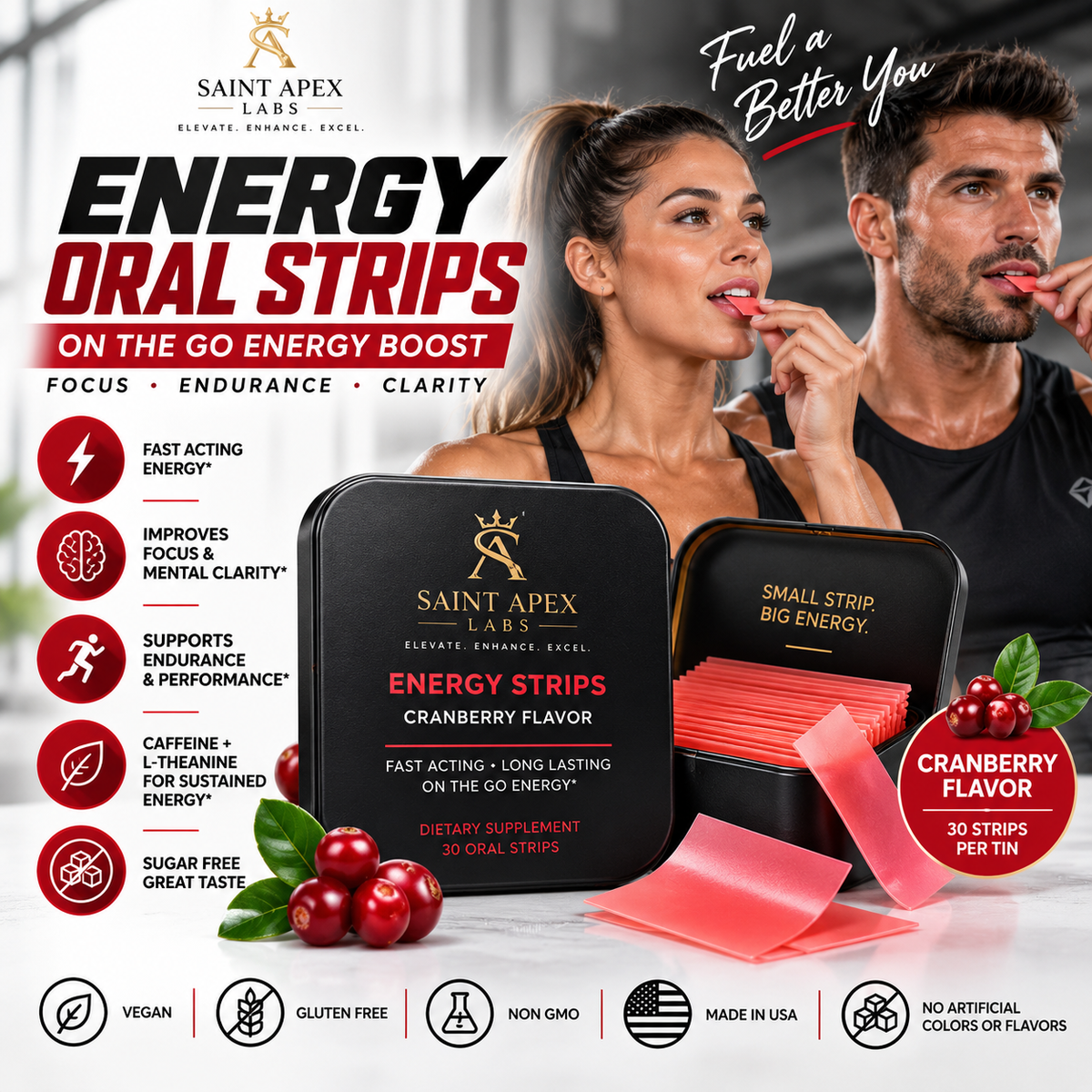 Energy Oral Strips On The Go Fast Acting Energy Boost by Supliful