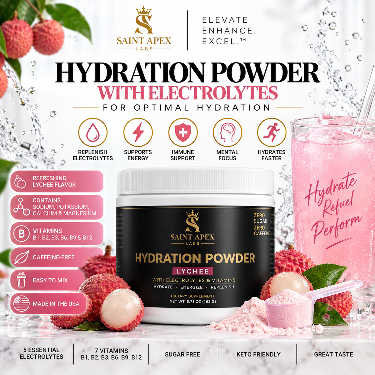 Hydration Powder With Electrolytes For Optimal Hydration ( Lychee) by Supliful