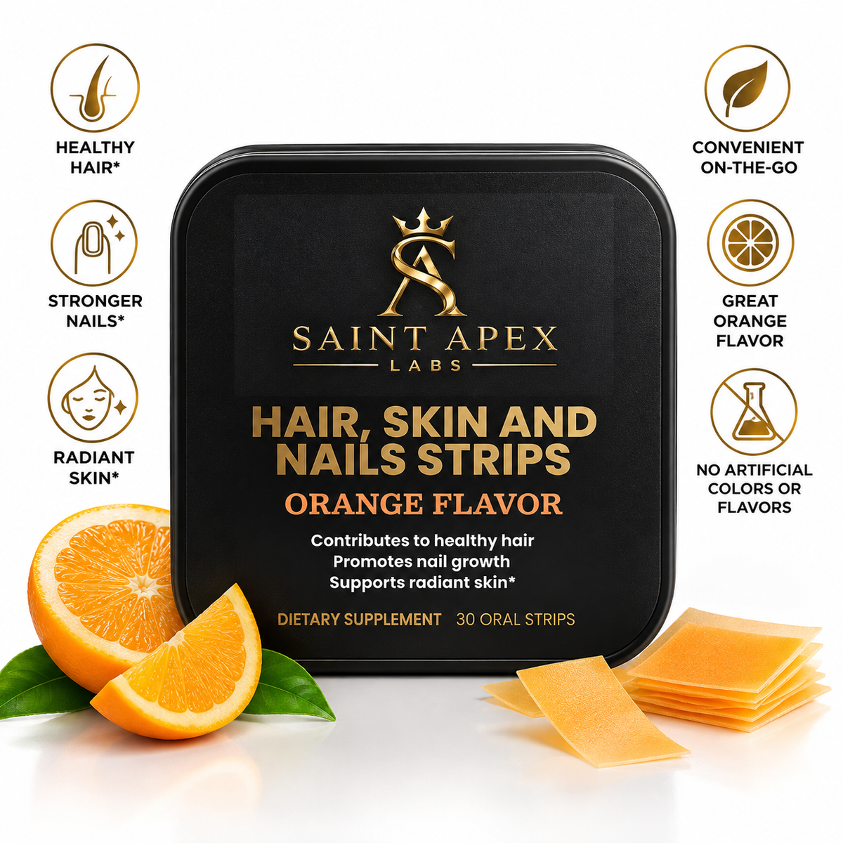 Hair Skin and Nails Strips Nutritional Supplement for Healthy Beauty On the Go by Supliful
