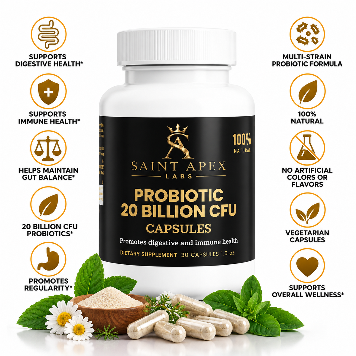 Probiotic 20 Billion CFU For Digestive And Immune Health by Supliful