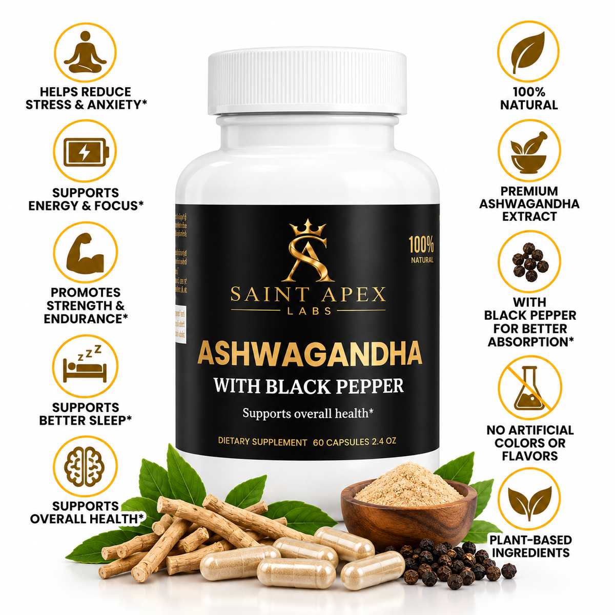 Saint Apex Labs Calm, Stress & Mood Support Bundle – 4-Piece Set by Supliful