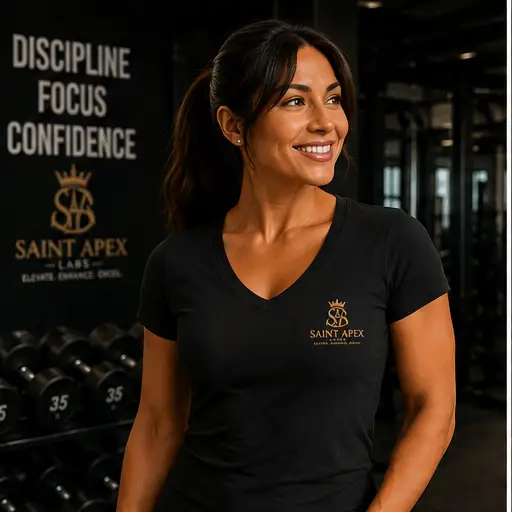 Women's Performance V Neck Raglan T Shirt Moisture Wicking Gold Logo by Printify