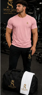 Black Garment Dyed Relaxed Fit Cotton T Shirt With Gold Chest Logo by Printify