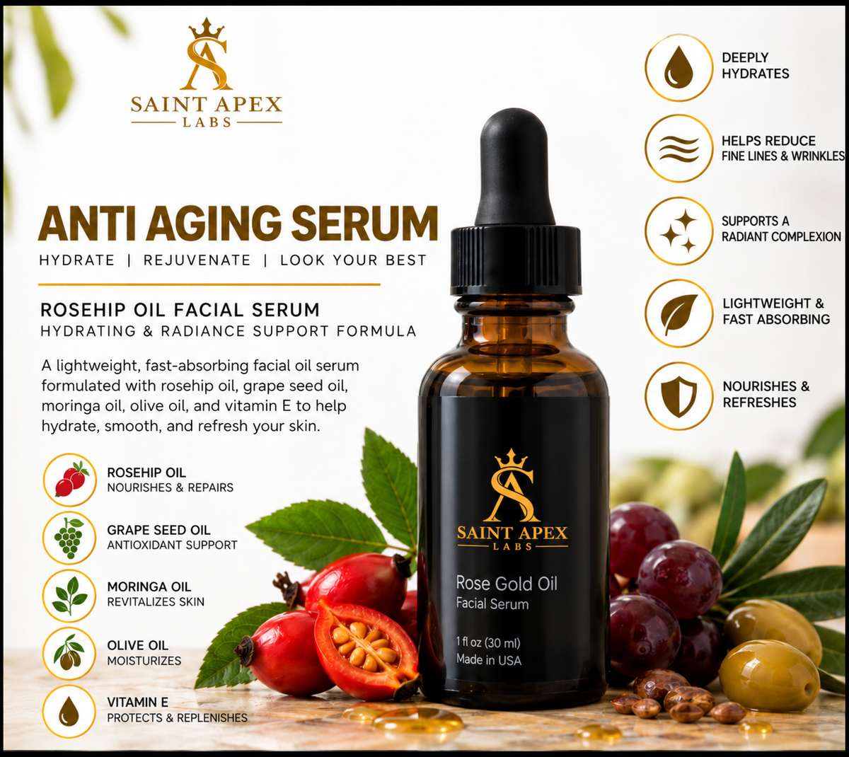 Anti Aging Rosehip Oil Facial Serum by BLANKA