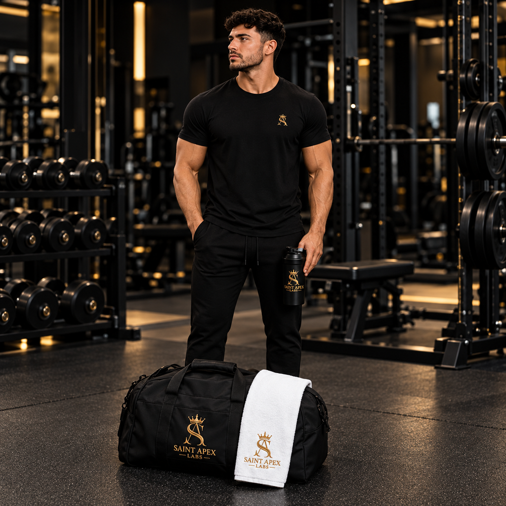 Saint Apex Labs T Shirt With Gold Chest Logo by Printify