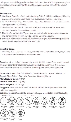 Handmade Oat Milk Honey Goat Milk Soap For Sensitive Skin by Supliful