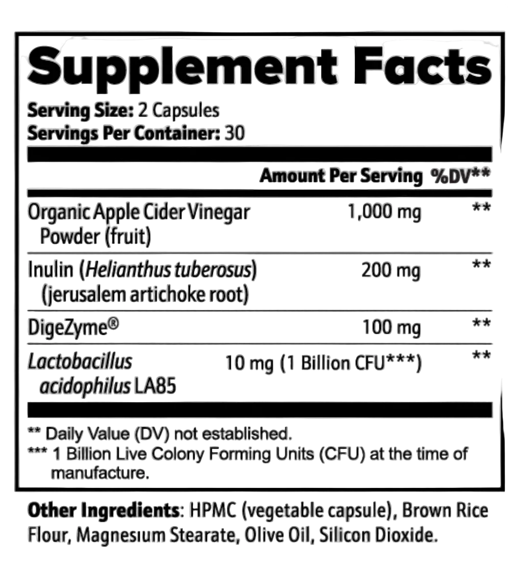 Gut Health Supplement With Apple Cider Vinegar And Inulin Prebiotic Fiber by Supliful