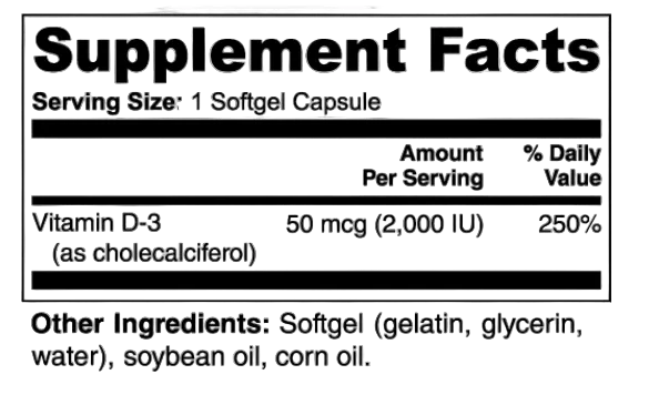 Vitamin D3 2000 IU High Potency Bone Health Supplement by Supliful