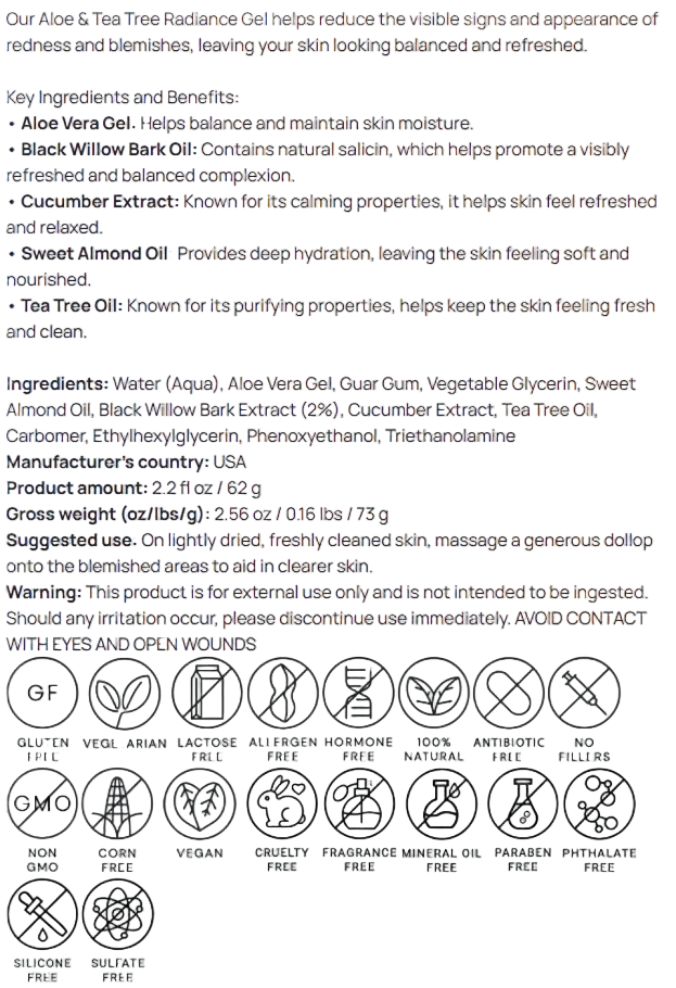 Saint Apex Labs Aloe And Tea Tree Radiance Gel For Blemish Skin by Supliful