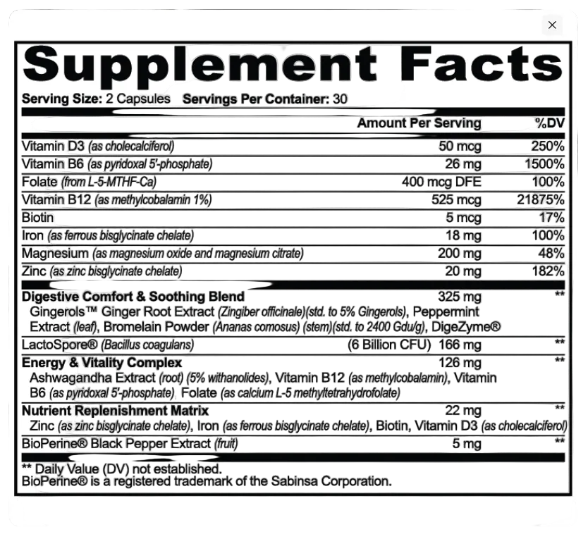 GLP1 Digestive Support With Magnesium PRO-B Enzymes Ginger Peppermint by Supliful