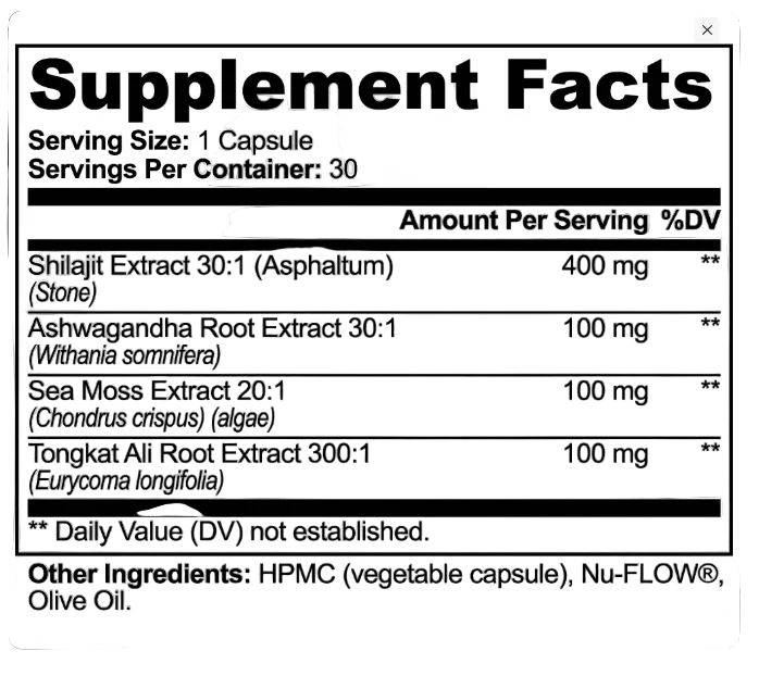 Shilajit Adaptogen Complex Saint Apex Labs Energy Stamina Vitality by Supliful