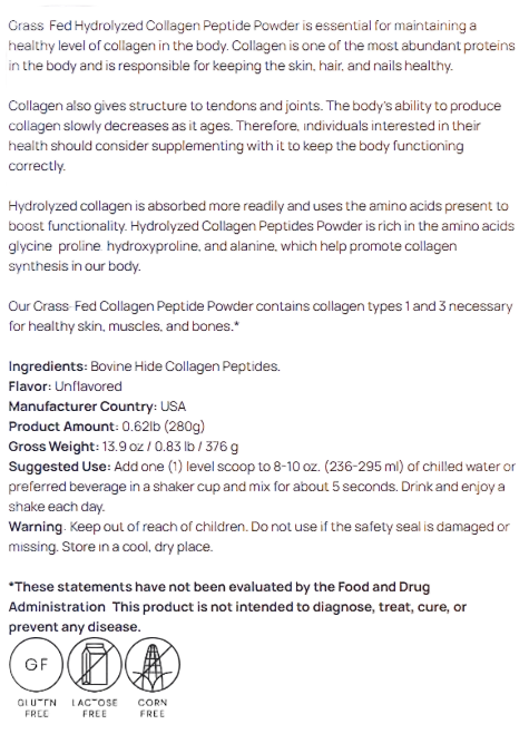 Collagen Grass Fed Hydrolyzed by Supliful
