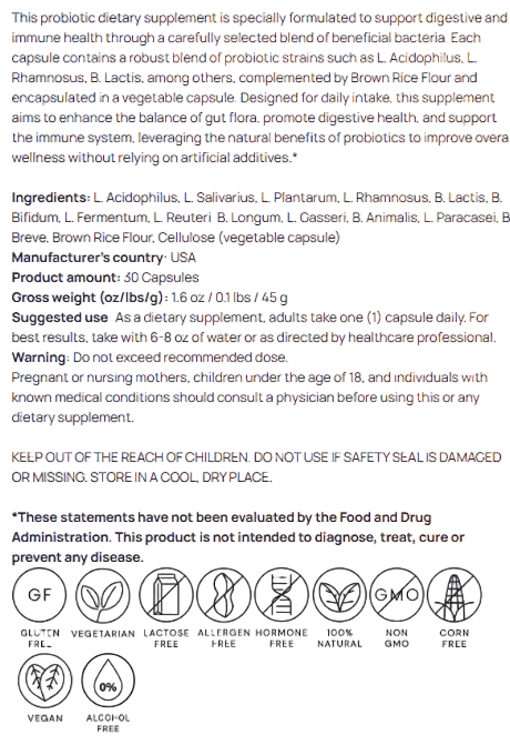 Probiotic 20 Billion CFU For Digestive And Immune Health by Supliful