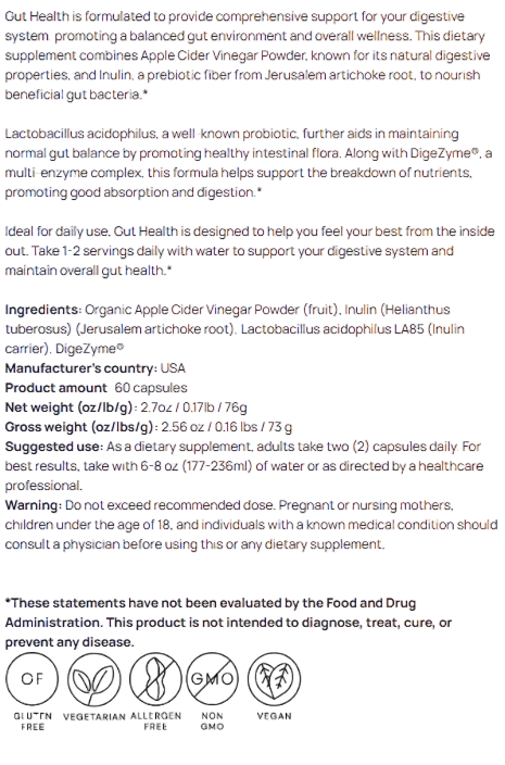 Gut Health Supplement With Apple Cider Vinegar And Inulin Prebiotic Fiber by Supliful