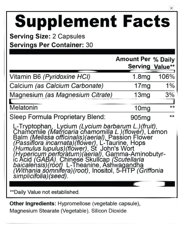 Sleep Support Magnesium Citrate Vitamin B6 Melatonin Restful Night by Supliful