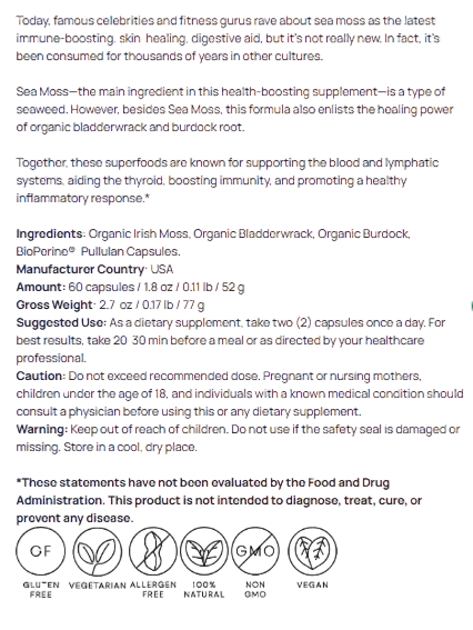 Sea Moss Immune Support And Skin Health Supplement by Supliful